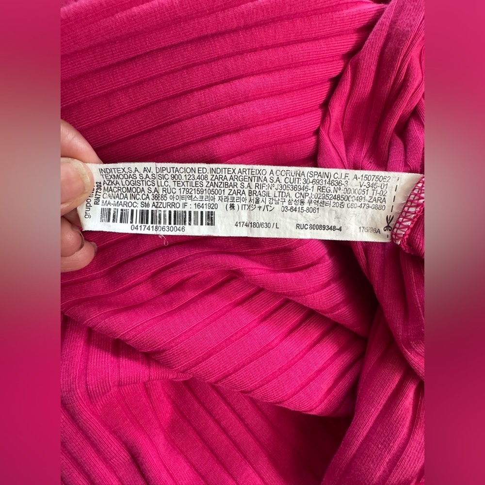 ZARA Dress Fuchsia Pink Ribbed
Midi Dress Bodycon Sleeveless, Size L - Picture 7 of 9